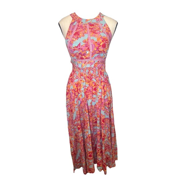 Anthropologie Dresses & Skirts - Abel the Label Anthropologie Rumi Maxi Dress Orange Pink Floral Sz XS Coastal
